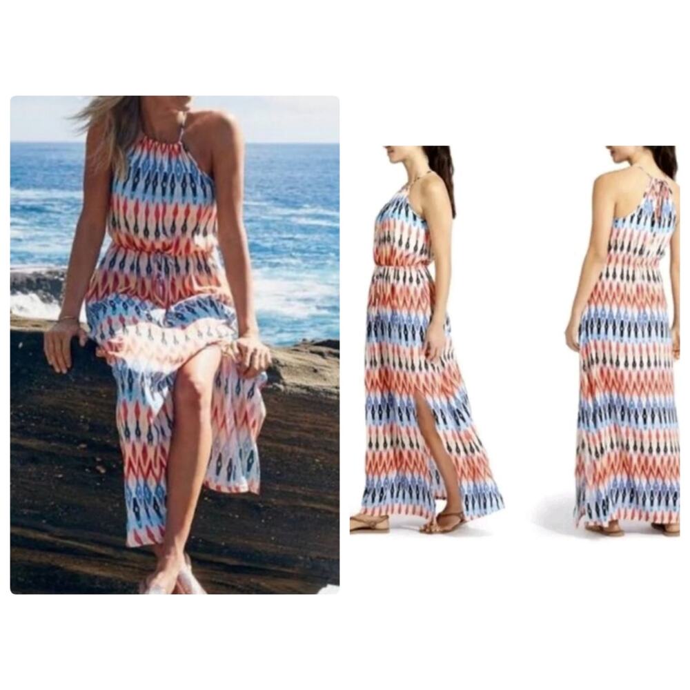 Athleta Printed Halter Summer Maxi Dress